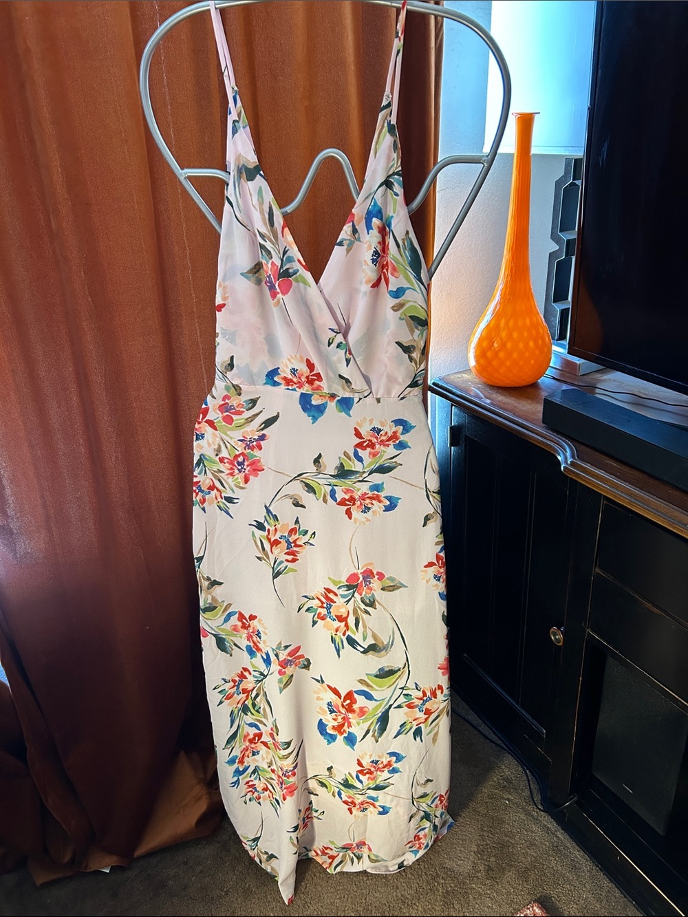 Lush Floral Sundress in White, Pink, Blue and Peach